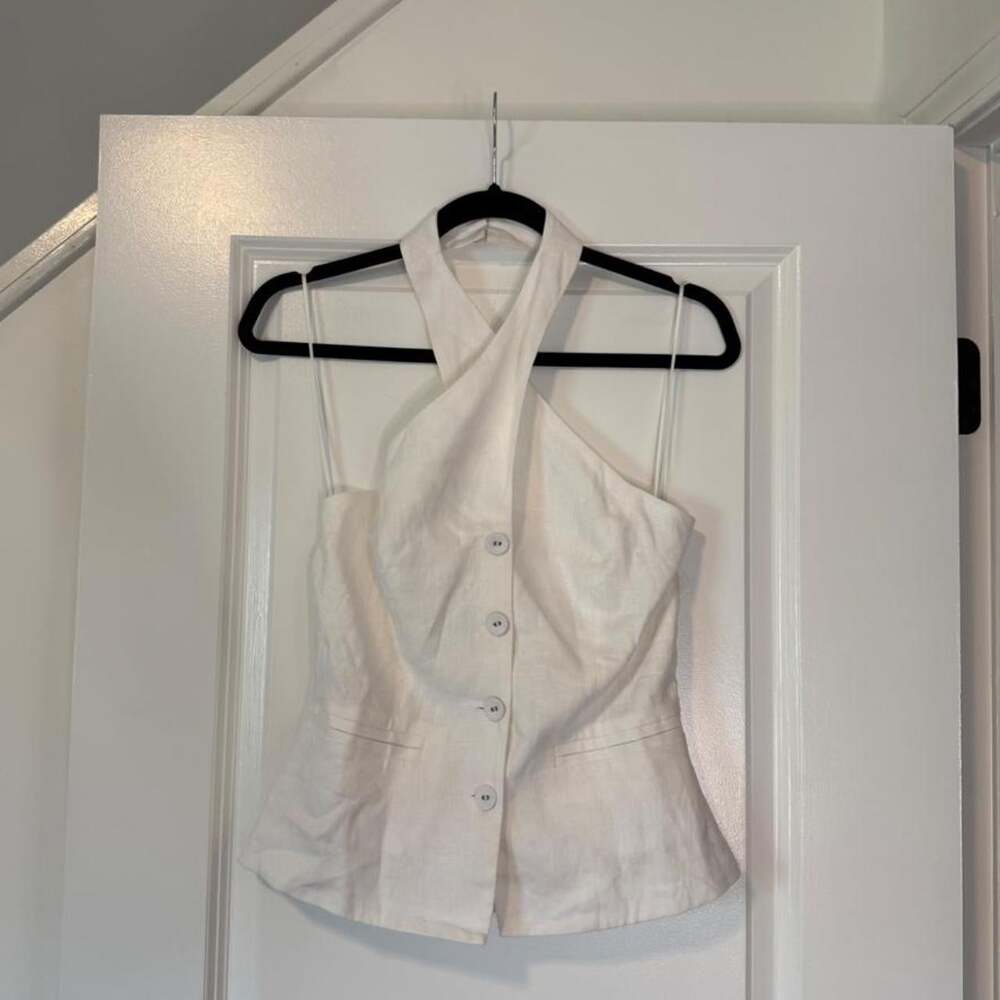 Reformation Tate Cross Neck Linen Top (New With Tags)